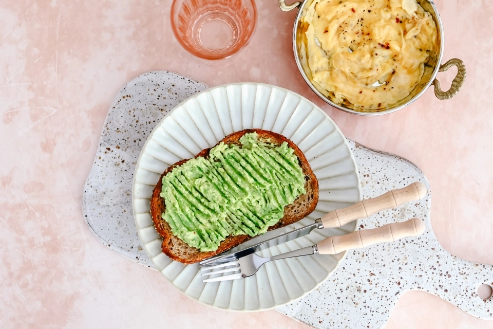 Avocado toast with scrambled eggs