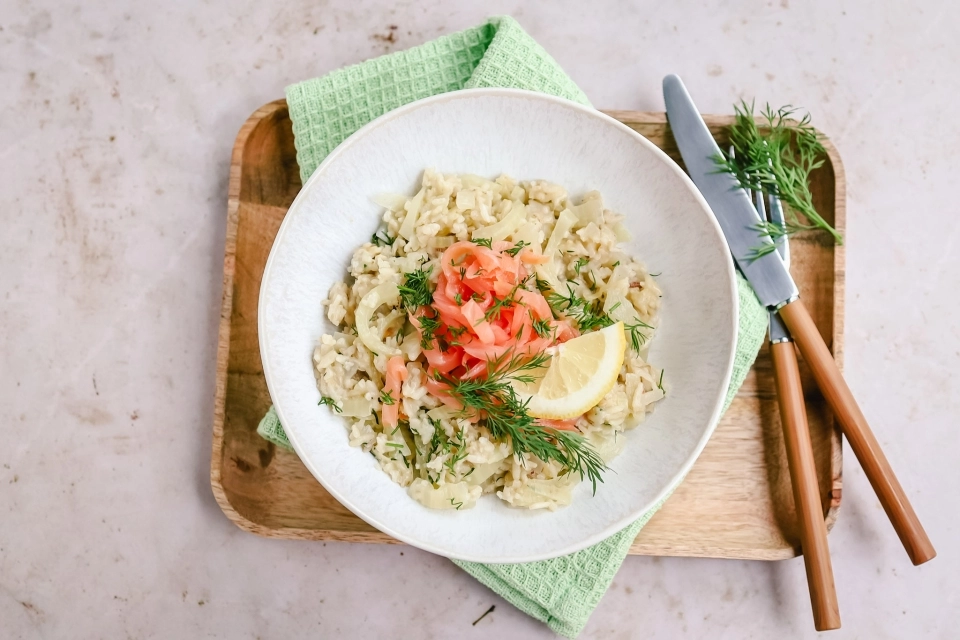 Risotto with fennel & smoked salmon