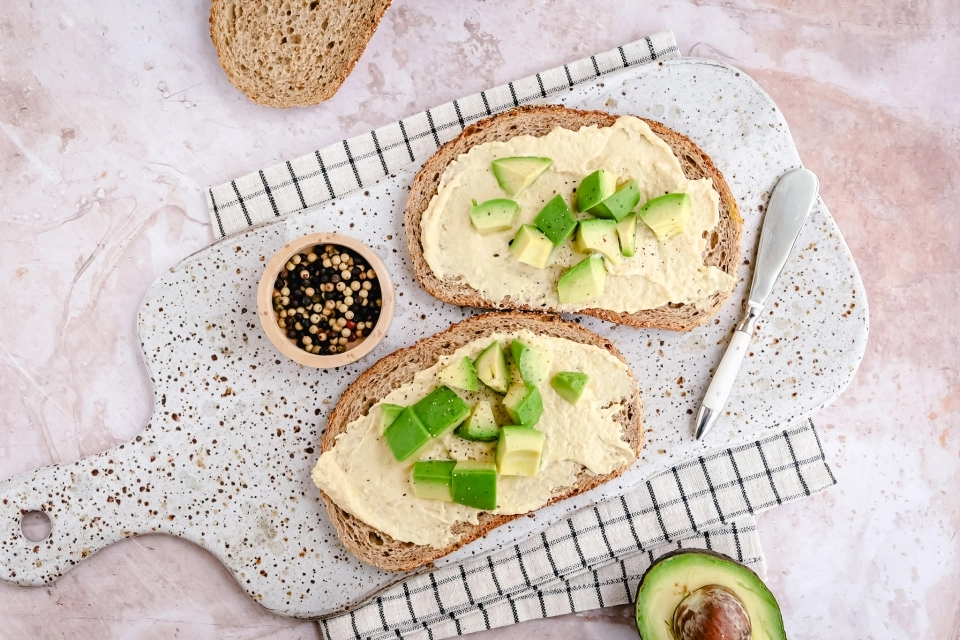 Avocado hummus sandwich