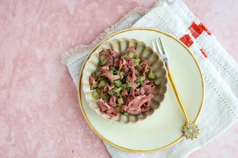 Pickles with roast beef