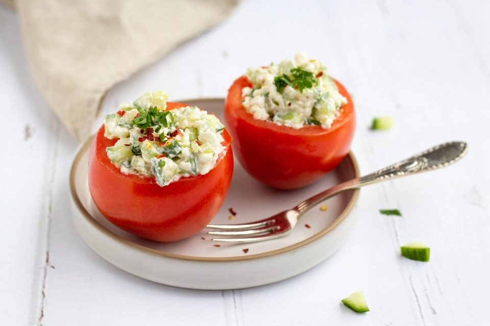Stuffed tomatoes with cottage cheese