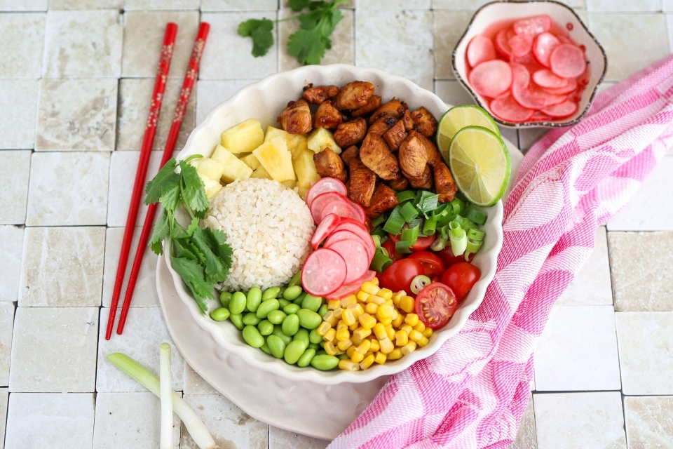 Teriyaki chicken poke bowl