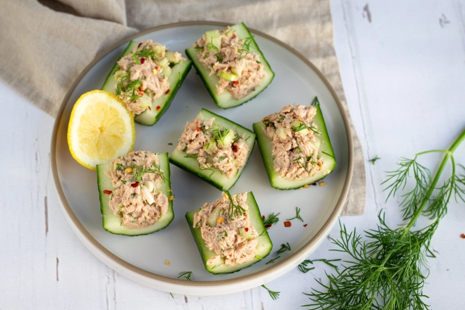Cucumber 'toasts' with tuna salad