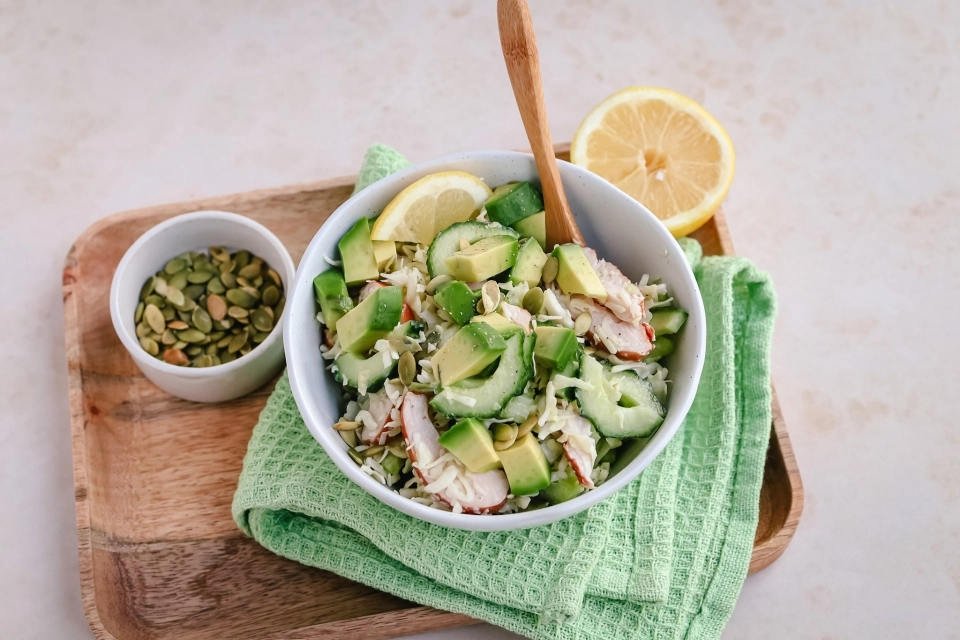 Cabbage Salad with Grilled Chicken & Avocado
