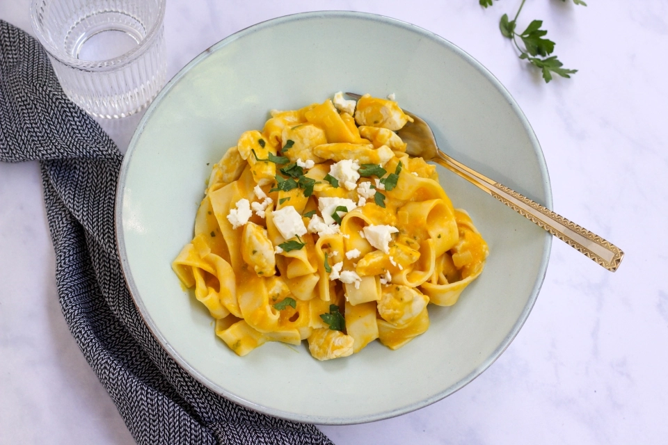 Fettuccine with Creamy Pumpkin Sauce & Chicken